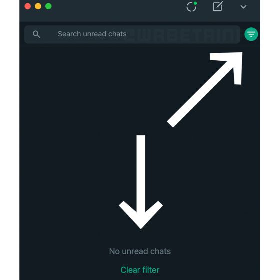 whatsapp డెస్క్టాప్ చదవని చాట్ ఫిల్టర్ పరీక్ష